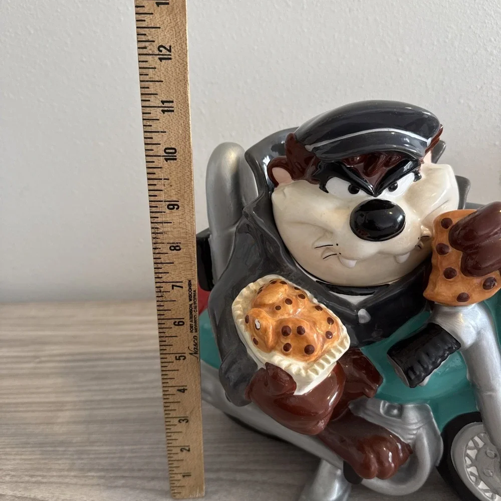 Warner Bros Store Taz on Motorcycle Cookie Jar Vintage Collectible
